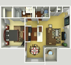 Floor Plan  1 Bedroom 1 Bath -B