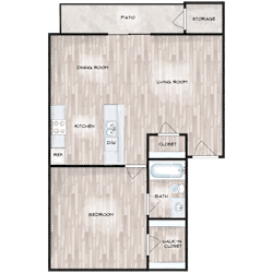 1 Bed Floor Plan at Boston Woods Apartments, San Antonio TX
