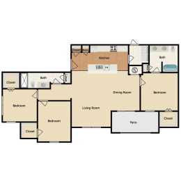 3 bedroom, 2 bathroom  at Prairie Creek Apartments & Townhomes, Kansas, 66219
