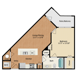 1 bedroom, 1 bathroom D at West 39th Street Apartments, Missouri, 64111