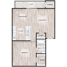 1 Bed Floor Plan at Boston Woods Apartments, San Antonio TX