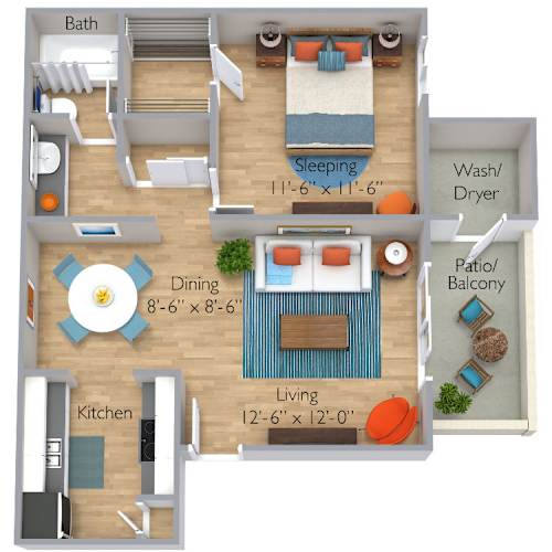 Floor Plan  One Bedroom B