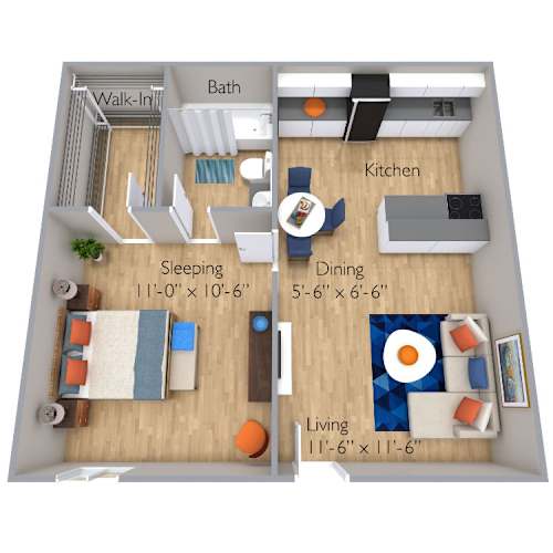 Floor Plan  One Bedroom A
