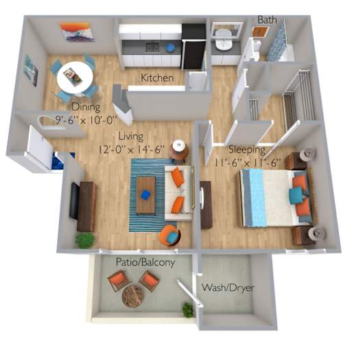Floor Plan  One Bedroom C