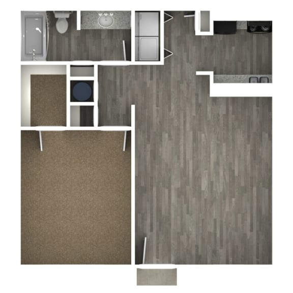 1 bedroom 1 bathroom floor plan A unfurnished at The Life at Park View, Texas
