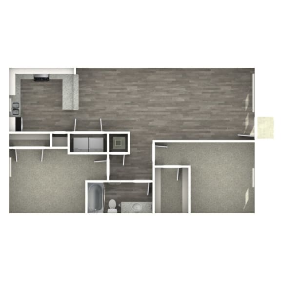 2 bedroom 1 bathroom floor plan 2 bedroom 1 bathroom floor plan at The Life at Bay Pointe, Texas