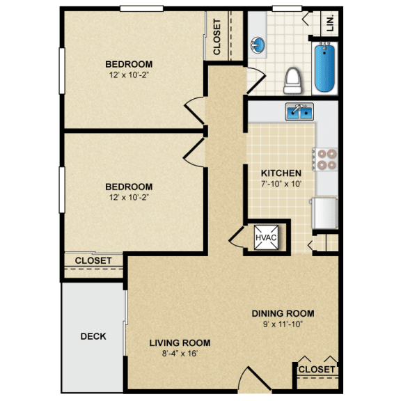 2 bedroom, 1 bathroom  at Malvern Hill Apartment Homes, 66103, KS