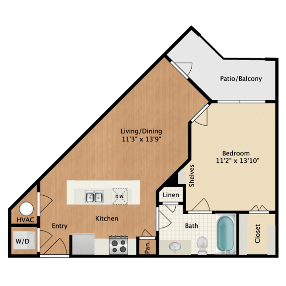 1 bedroom, 1 bathroom D at West 39th Street Apartments, Missouri, 64111