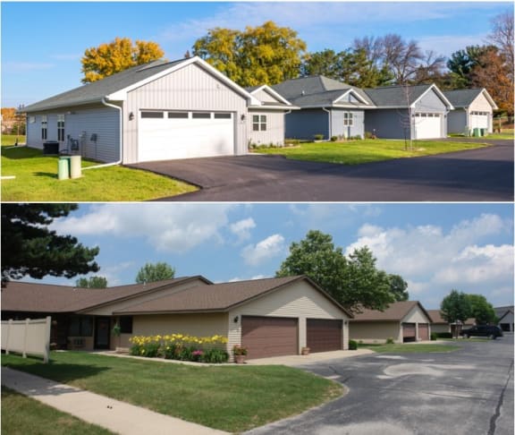 a before and after photo of a house
