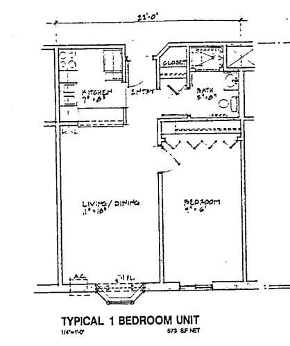 Floor Plan  1 Bedroom Market Rate (South)