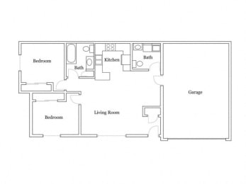  Floor Plan Two Bedroom 1.5 Bathroom