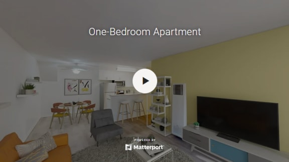 a one bedroom apartment with a living room and a dining room