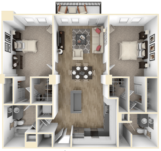 Floor Plan  2 Bedroom + 2 Baths