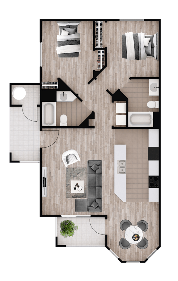 Grand Canyon floor plan at The Place at Canyon Ridge with 2 bedrooms and 2 bathrooms.