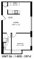 The District One Bedroom Layout 6 Floor Plan