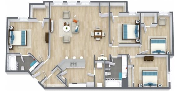 4 Bed 2 Bath Floor Plan 4 Bed 2 Bath Floor Plan at The Life at Clearwood, Texas