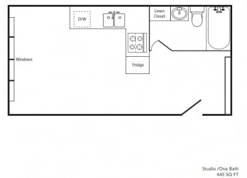 Studio floor plan | Duet on Wilcox Apartments in Los Angelos, CA  at Duet on Wilcox, California