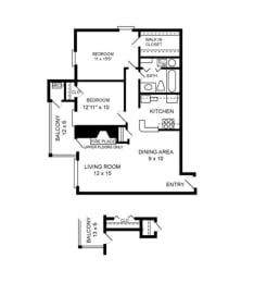 Floor Plan  Luxury 2 Bedroom Rosslyn VA Apartment Rentals