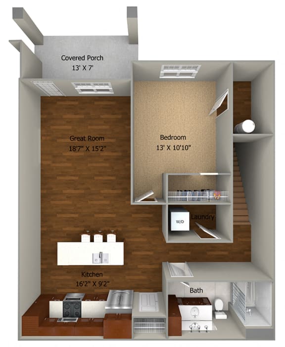 1 bedroom (850 sf) 1 FloorPlan at Cedar Place Apartments, Cedarburg, 53012