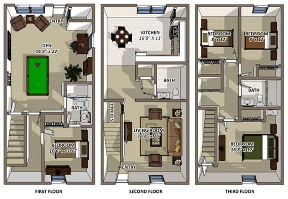 The Colonial Floor Plan at Hyde Park Townhomes, Chester
