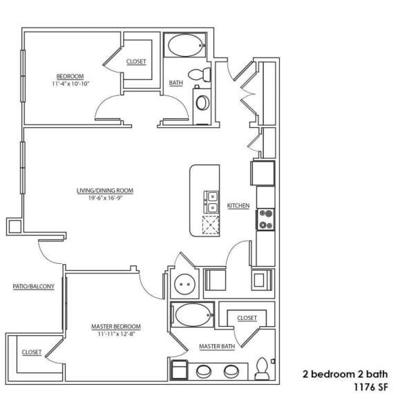 Floor Plan  2F - 2H Floor Plan at Hurstbourne Estates, Kentucky, 40223
