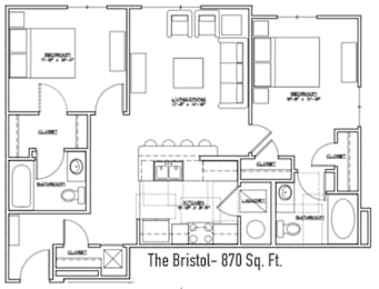  Floor Plan 2 Bedroom (The Bristol)
