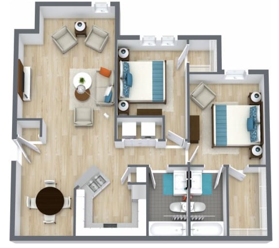 Floor Plan  2 Bed 2 Bath Floor Plan at The Life at Clearwood, Houston, Texas
