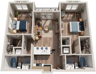 Two Bed 2 Bath floorplan at The River, Chester, Virginia