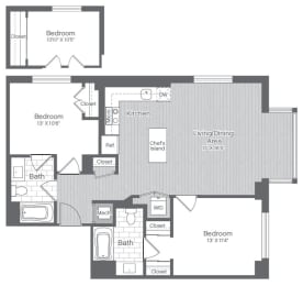 Floor Plan 2 Bed/2 Bath-B6A