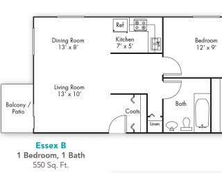 Floor Plan One Bedroom One Bath
