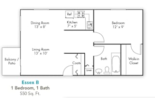 Floor Plan One Bedroom One Bath