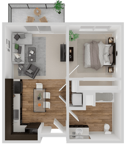 Floor Plan  1 bed 1 bath at VINTAGE AT MILL CREEK, Washington
