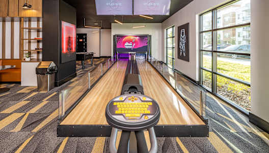 a bowling alley in a building with bowling pins at 19 South Apartments in Kissimmee, FL