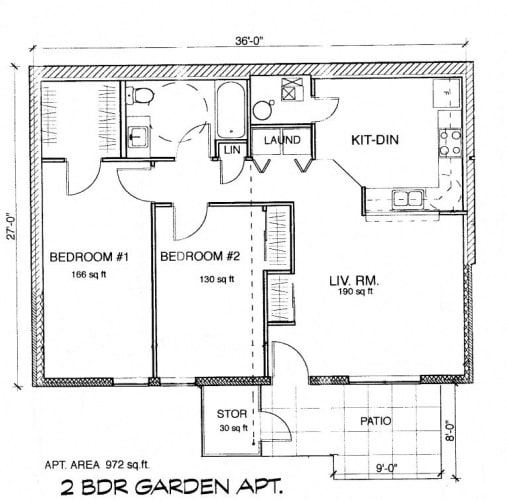 Floor Plan  2 Bedroom garden