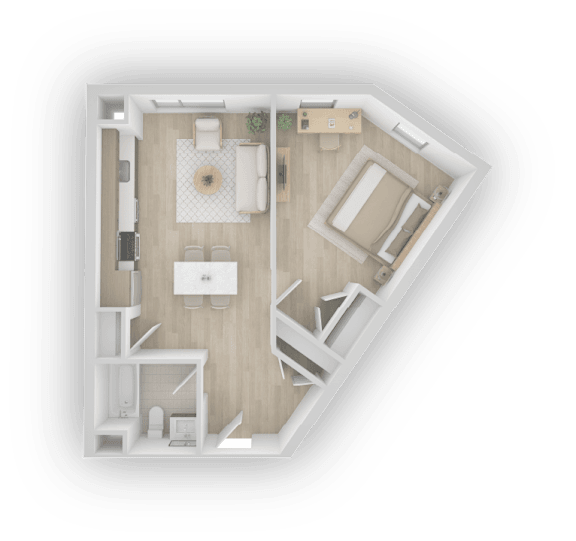 1 Bedroom Floor plan at Pok Oi Residences, Massachusetts, 02111