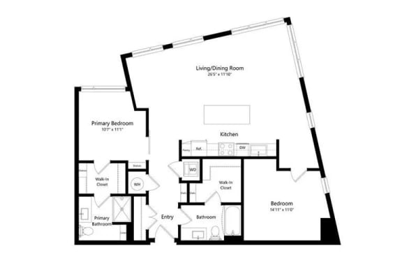 the black and white floor plan of a houseat Arrowwood Apartments, Maryland, 20852