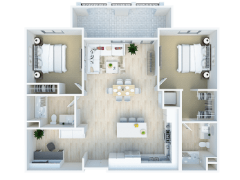 2 bed 2 bath Navel floor plan at The Venue at Orange, California, 92373