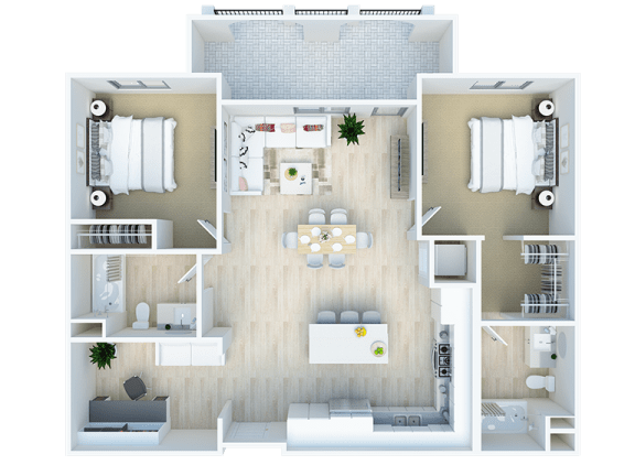2 bed 2 bath Navel floor plan at The Venue at Orange, California, 92373