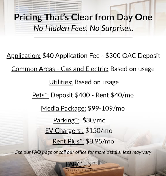 Parc on 5th Transparent Pricing