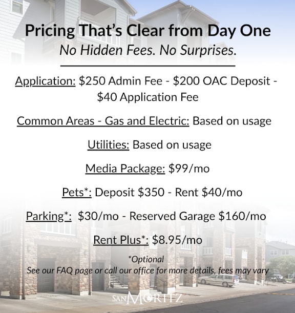 San Moritz Transparent Pricing