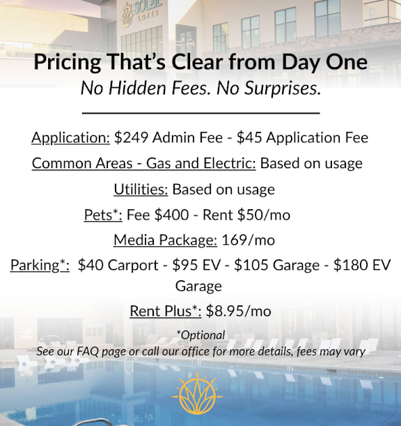 Soleil Lofts Transparent Pricing