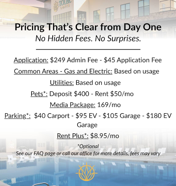 Soleil Lofts Transparent Pricing