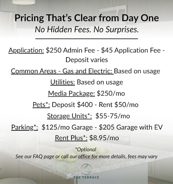 A flyer detailing clear day one pricing for a service or product.