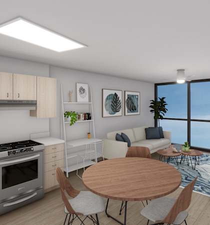 Hale Kalele Apartments Living Room and Kitchen Area