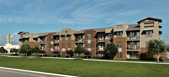 Elegant Exterior View at One Preston Station Apartments, J Street, Celina