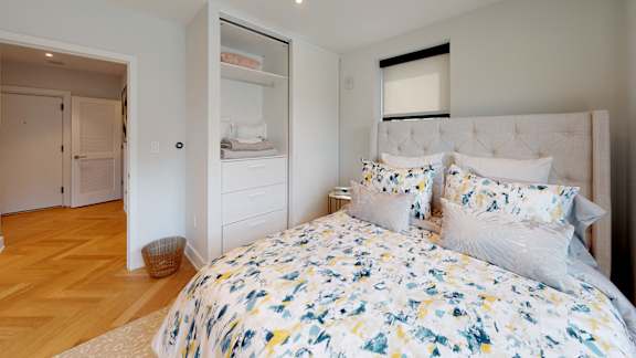 Bright one bedroom apartment with large custom closets