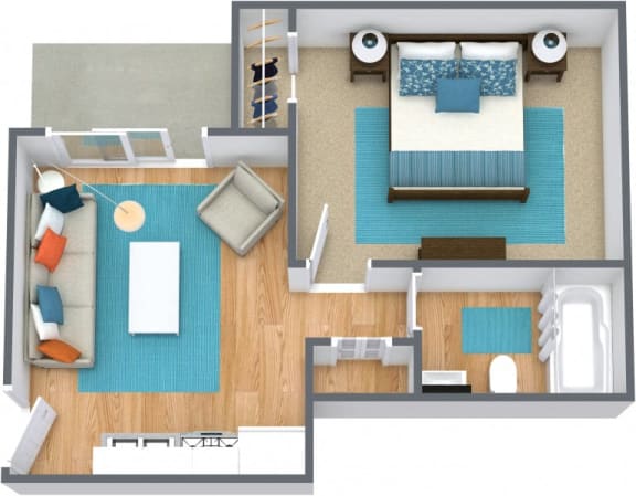 Floor Plan  One Bedroom Model A