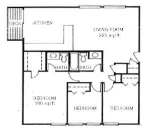  Floor Plan 3 Bedroom/1.5 Bathroom