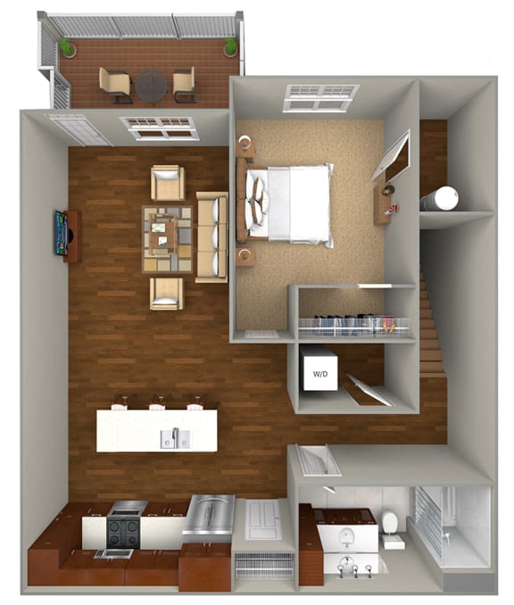 1 Bedroom/1 Bath (850 sf) Floor Plan at Cedar Place Apartments, Cedarburg, 53012