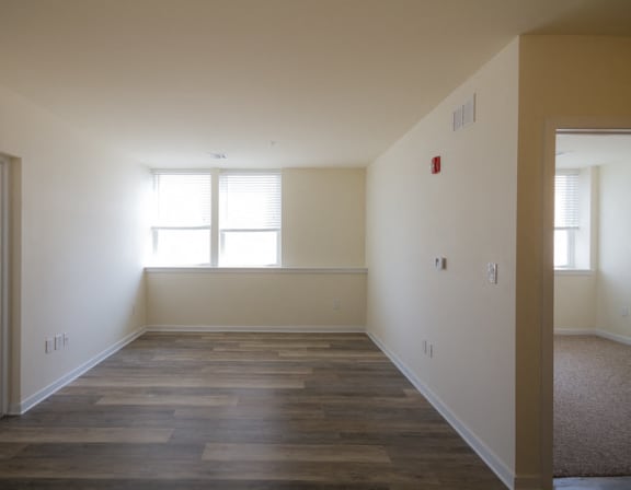 Living room area and entrance to bedroom